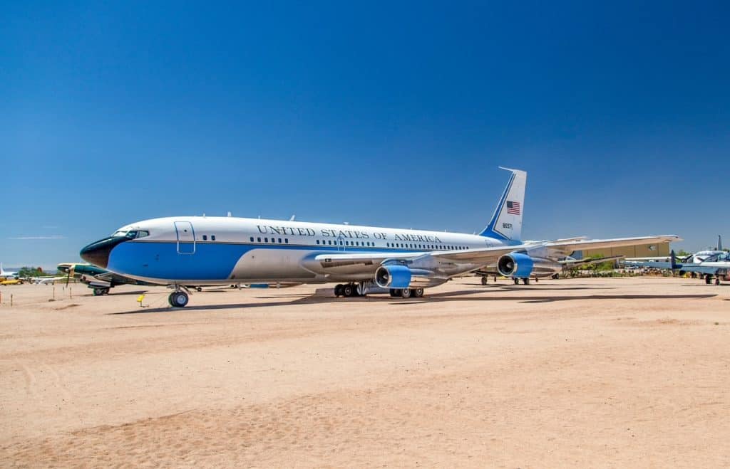 An air force one plane at the Pima Air Museum in Tucson, Arizona.