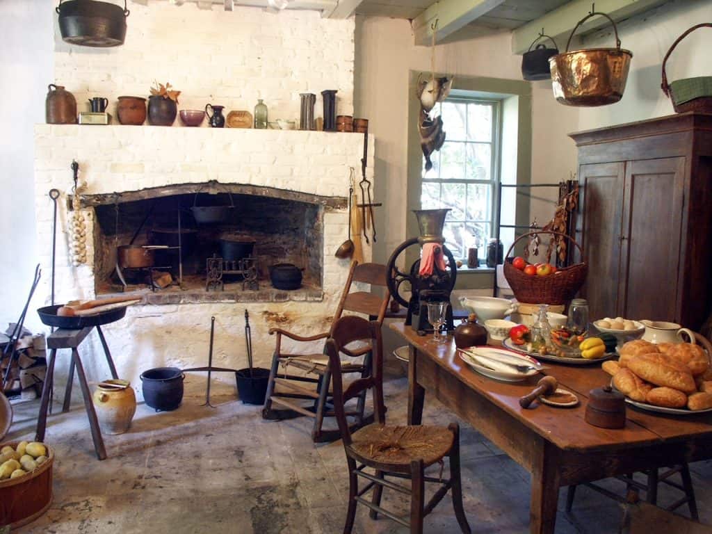 Kitchen in the historic Destrehan plantation home near New Orleans, Louisiana.