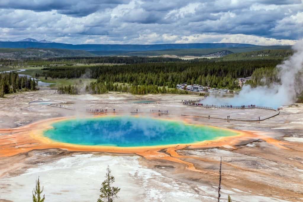 Yellowstone's grand prismatic spring is free to enter with a U.S. National Park Pass.