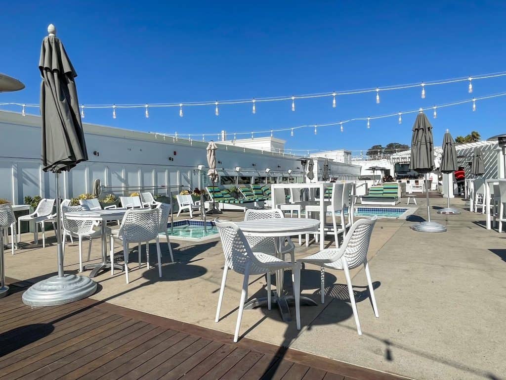 The rooftop bar, pool and lounge at Inn at the Pier in Pismo Beach.