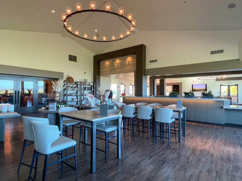 The beautiful and spacious indoor tasting room at Edna Valley Vineyard in San Luis Obispo, California.