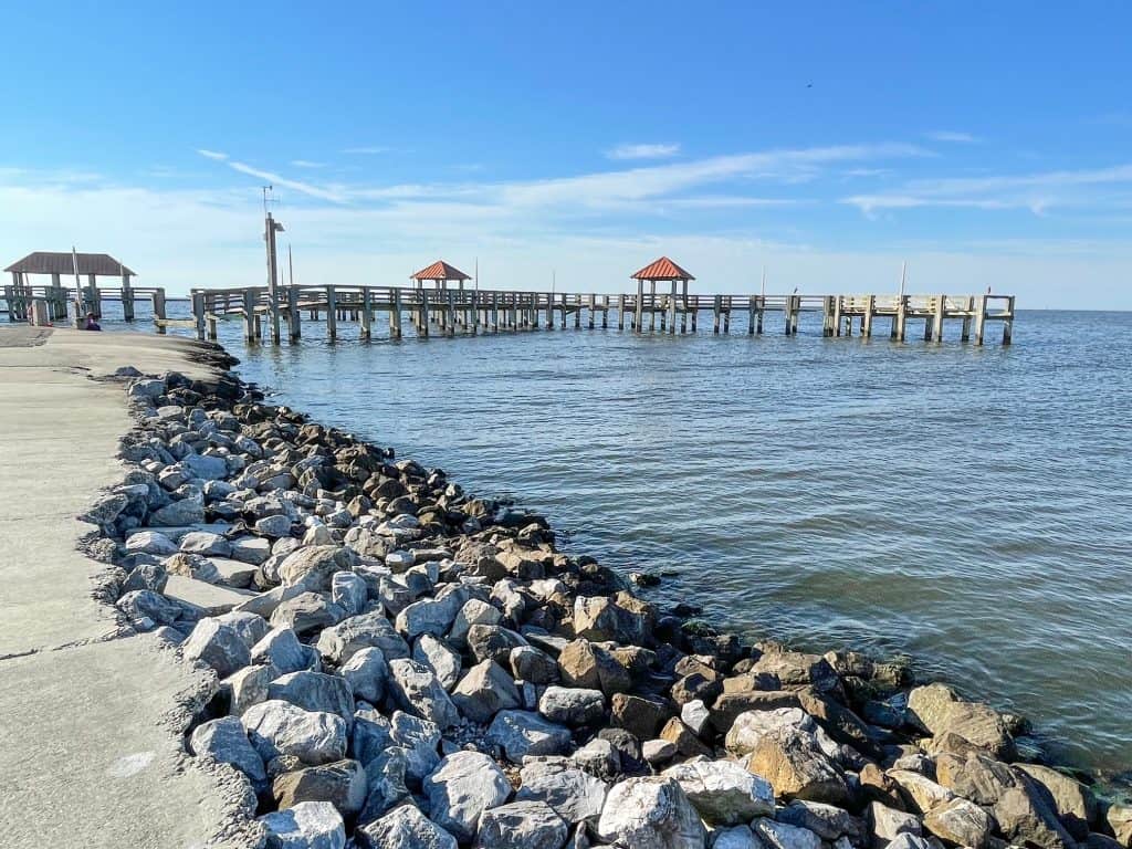 Walking out to the end of the pier in Gulfport, MS.