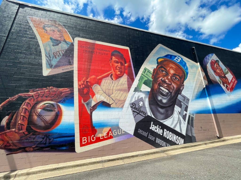 A mural of some of the most legendary baseball players of all time.