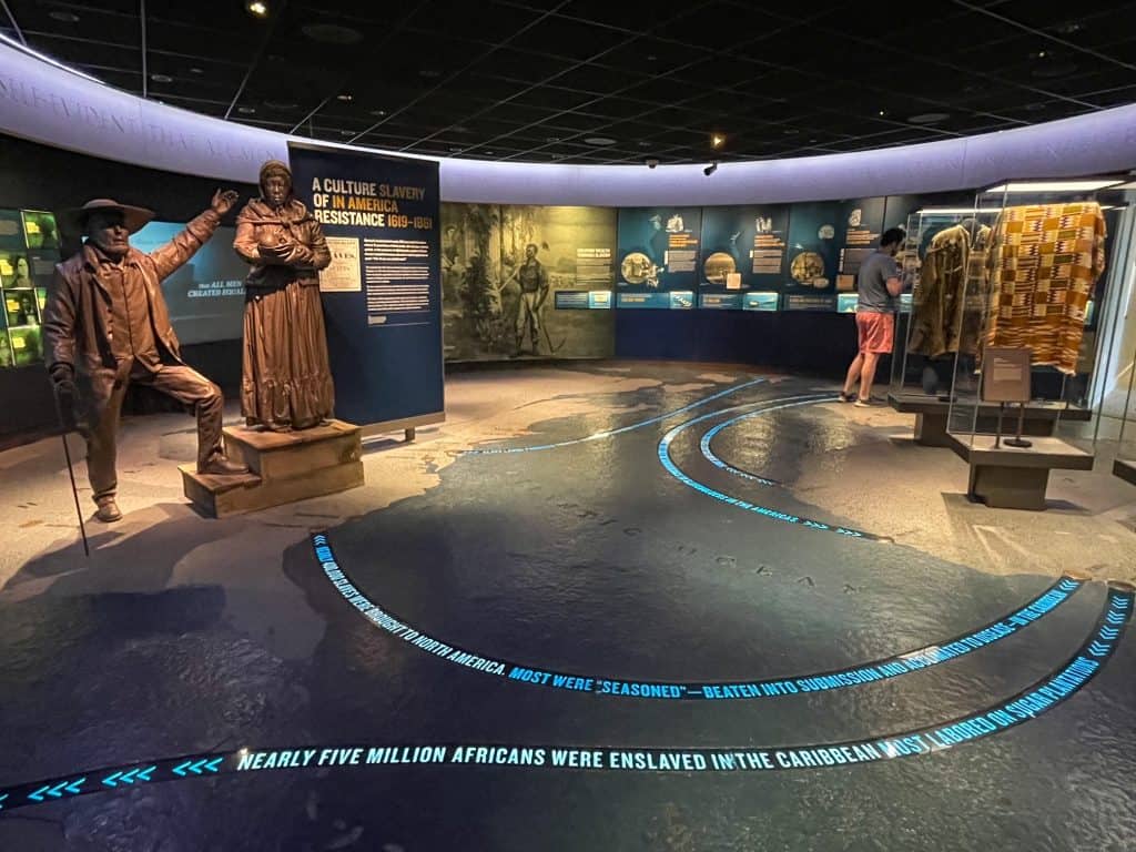 The first exhibit of the National Civil Rights Museum in Memphis explaining how slavery began in the United States.