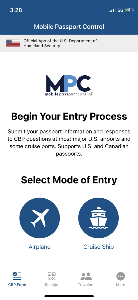 MPC app selecting air or cruise entry