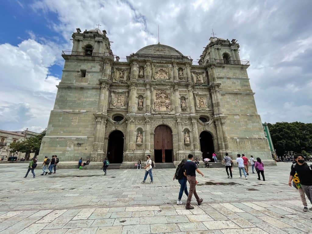 A beautiful church on the edge of the Zocalo in Oaxaca, Mexico.
