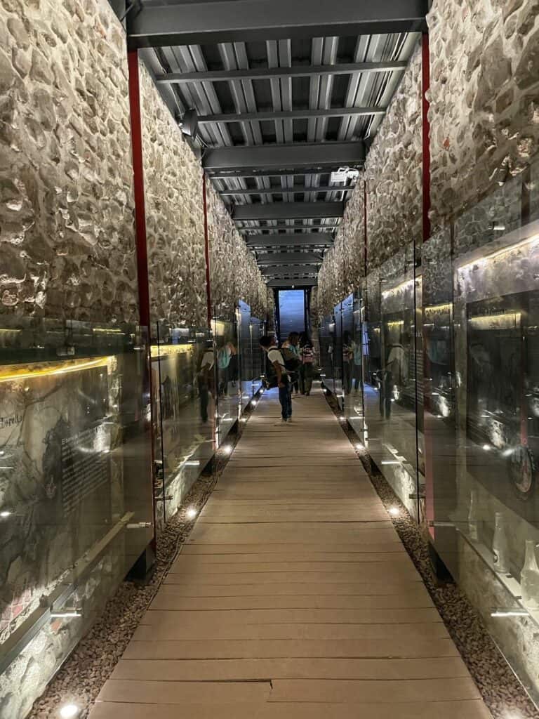 The last section of the tunnel has more information and history on the tunnels and more lit for viewing.
