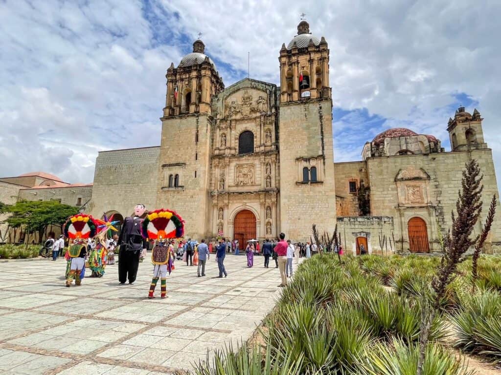 The beautiful Templo Santo Domingo church seen on a Oaxaca walking tour in the historic area.