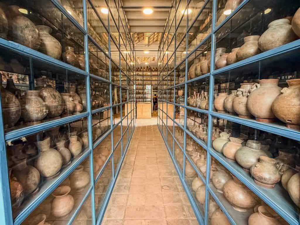 An entire room filled with shelves of hundreds of artifacts very well preserved ranging between 2,000 and 3,000 years old at Museo Larco in Lima.
